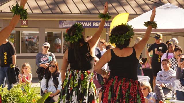 Hula Dancers performing at E Komo Mai event